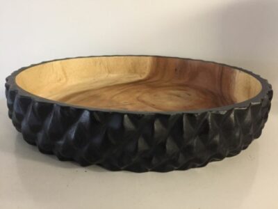 Diamond bowl charred black / natural  48cm