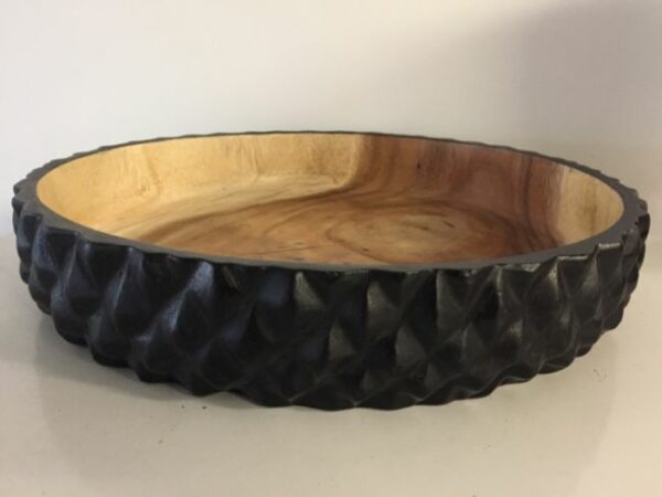 Diamond bowl charred black / natural  48cm