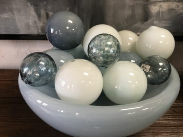 Handblown Recycled Glass Balls | White