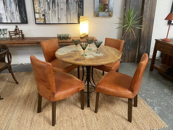 Bilboa Dining Chair No Arms Tan Leather