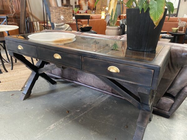 Toulouse Console with Glass Top & Drawers