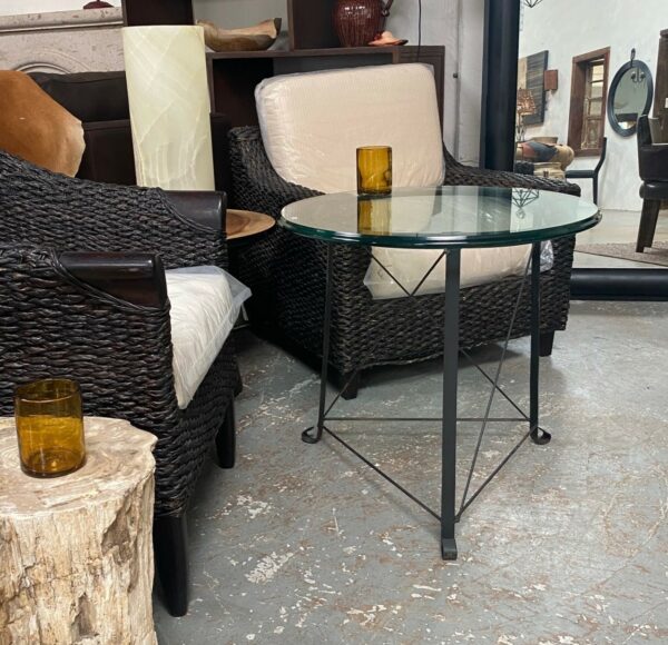 Manhattan Round Glass Table with Iron Base