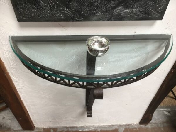 Foyer Credenza Iron Base with Decorative Glass top