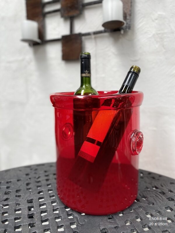 Ice Bucket handblown Glass Red  20cm dia * 30 cmh