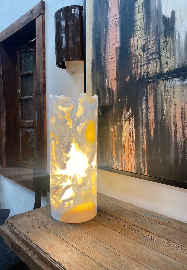 Cilindro Lamp 50cm Natural Rustic Onyx