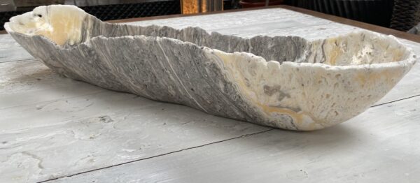 Chalupa Trough Bowl 85-95cm long Cream & Grey Onyx