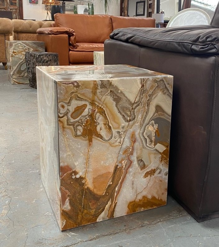 Cube Onyx Side Table Coloures De Terra LA Imports   PM04 G 2 