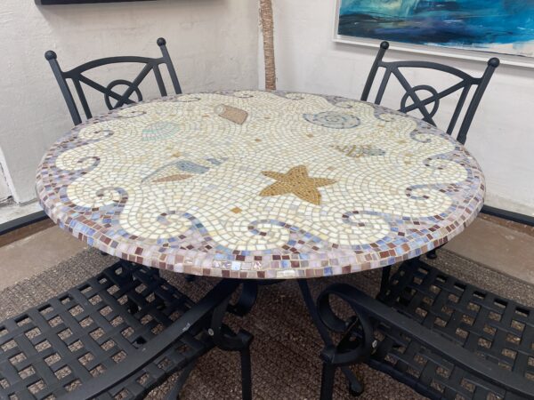 Seaside Glass Mosaic Dining Table 123cm