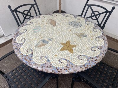 Seaside Glass Mosaic Dining Table 123cm