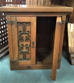 Old wood & Iron wall hanging cabinet or bedside